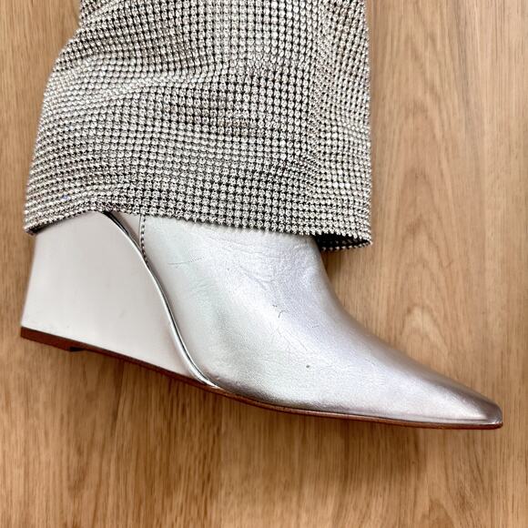 NEW Steve Madden‎ Riski Rhinestone Foldover Tall Wedge Boots in Silver Size 6.5 - Picture 9 of 10